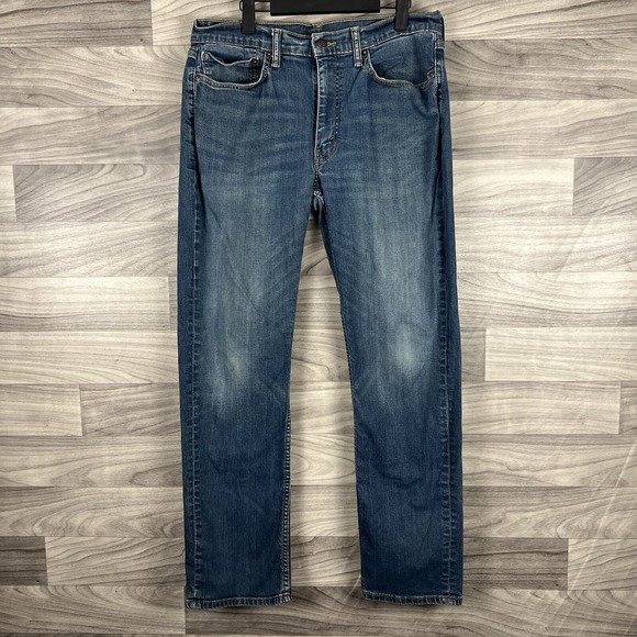 Levis Jeans Mens 34 x 32 Blue 514 Medium Wash Straight Red Tab Denim Vintage - Picture 1 of 12